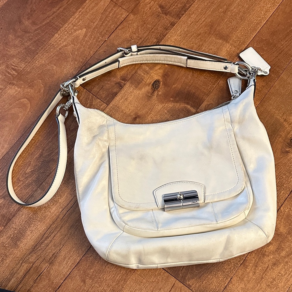Coach Kristin Leather Convertible Shoulder Bag in Cream